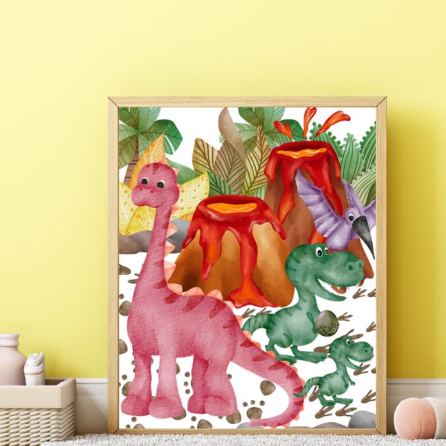 Lindo Poster de Berçário de Dinossauro Vermelho (Criador carregado)
