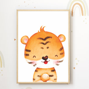 Lindo Poster de Berçário de Tigre Decoração de Qua
