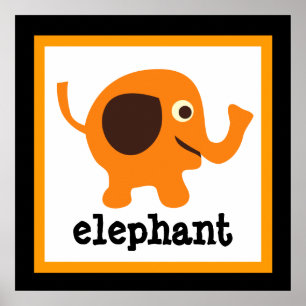 Lindo Poster de Elefante Safari Animais Bebê Crian