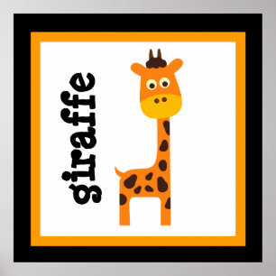 Lindo Poster de Girafa Safari Animais Bebê Criança