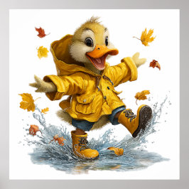 Lindo Poster de Pato em Dia Chuvoso | Adorável Pat