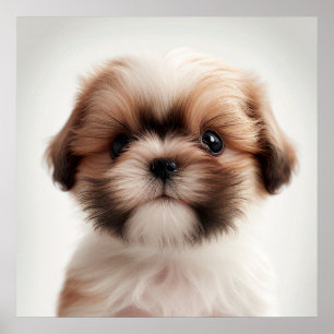 Lindo Poster de Retrato de Cachorro Filhote Shih T