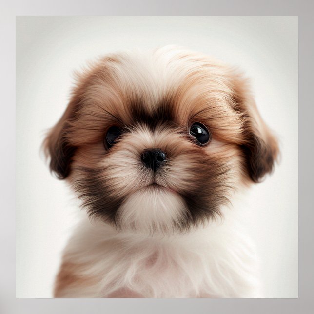 Lindo Poster de Retrato de Cachorro Filhote Shih T (Frente)