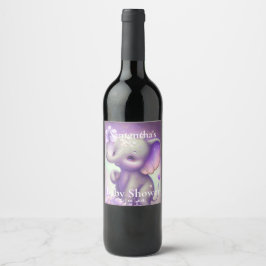 Lindo rótulo de vinho de Chá de fraldas roxo elefa