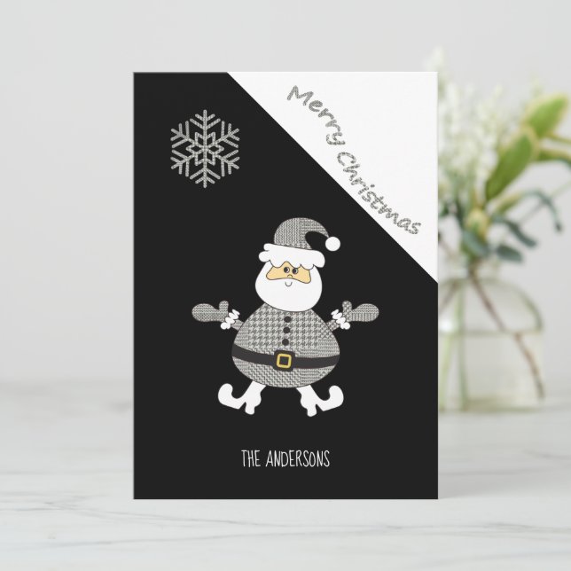 Lindo Santa com Xadrez Escocês Floco de Neve (Em pé/Frente)