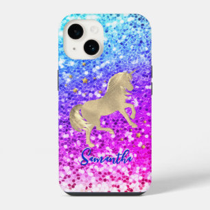 Lindo unicórnio rosa Brilho arco-íris monograma do