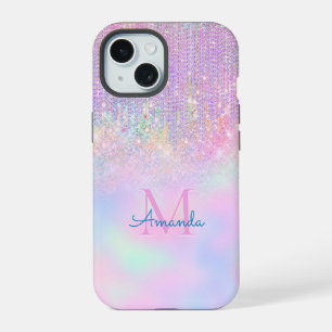 Lindo Unicórnio Rosa Brilho rhinestone Monograma G