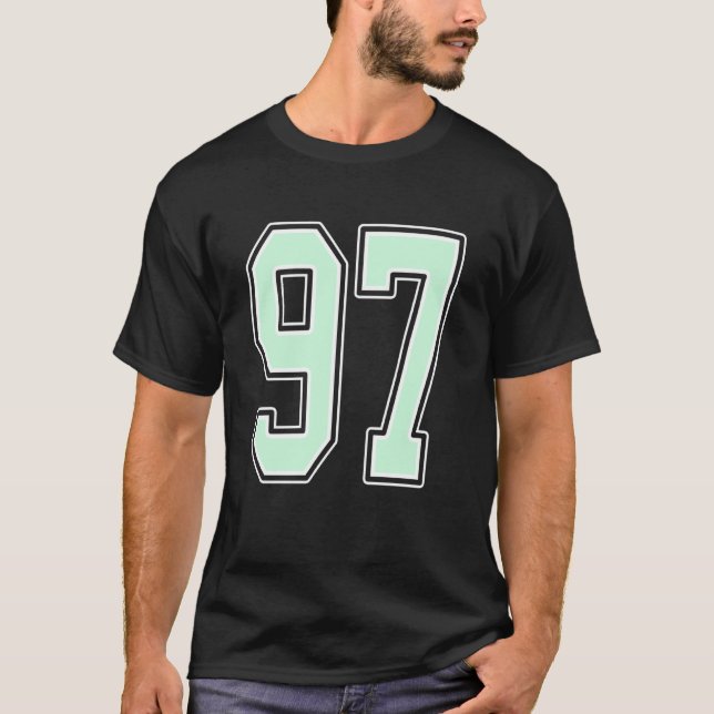 Lindo Uniforme Verde Menta Número 97 Camisa do Jog (Frente)