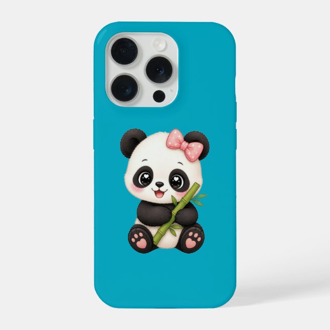 Lindo Urso Panda com Laço Rosa e Capinha de Telefo (Verso)
