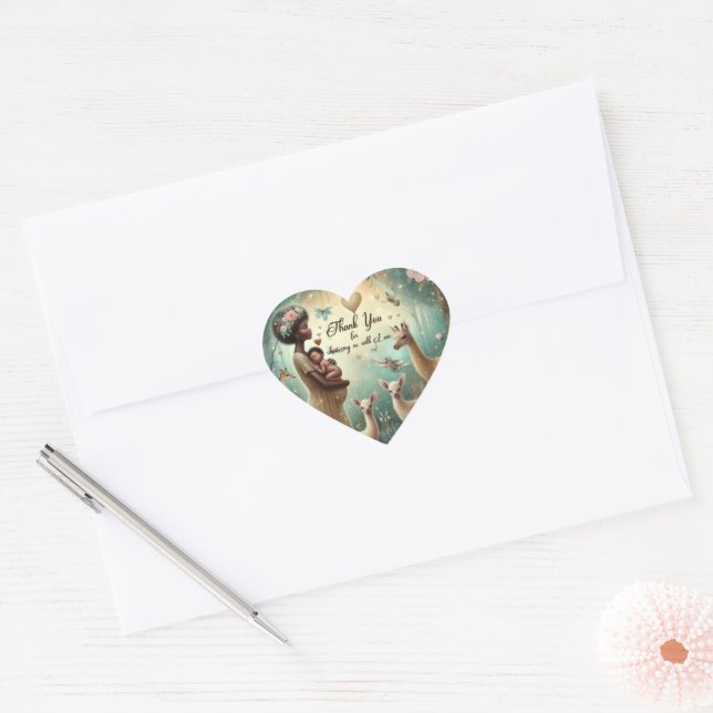 Lindos adesivos Africanos Obrigado chá de fraldas (Envelope)