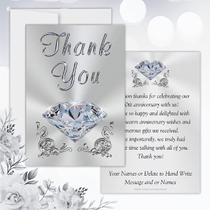 Lindos Cartões de Agradecimento de 60º Aniversário