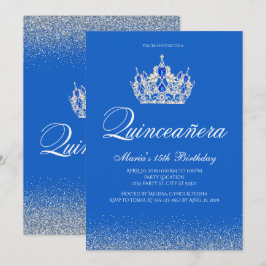 Lindos convites para Quinceanera Azul e Prata