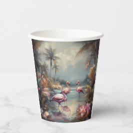 lindos flamingos de pintura botânica de vintagem