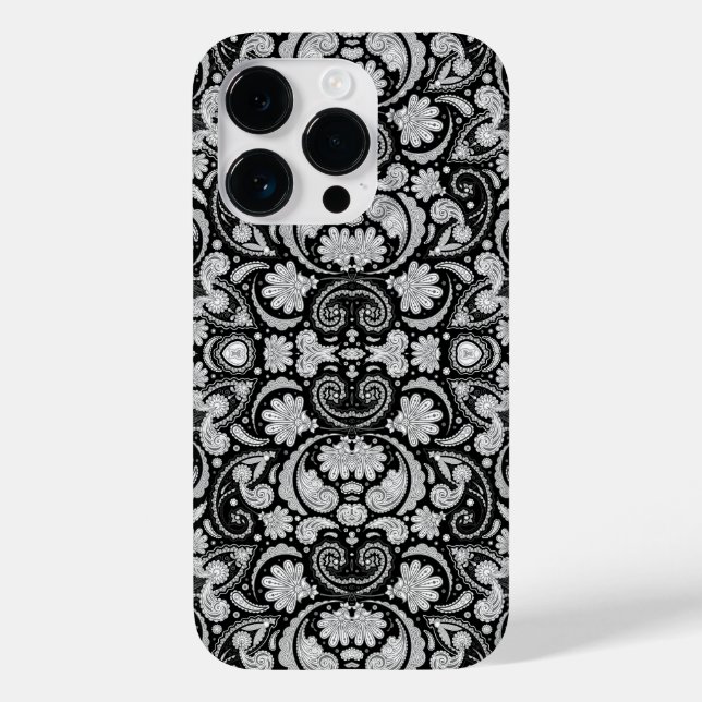 Lindos padrões paisley preto e branco vintage (Verso)