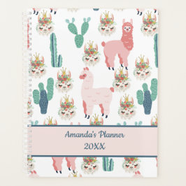 Lindos planejadores de Llama Rosa e Cactus Verde