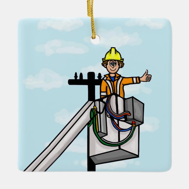 Lineman no Balde Personalizado Nome Ornamento (Frente)