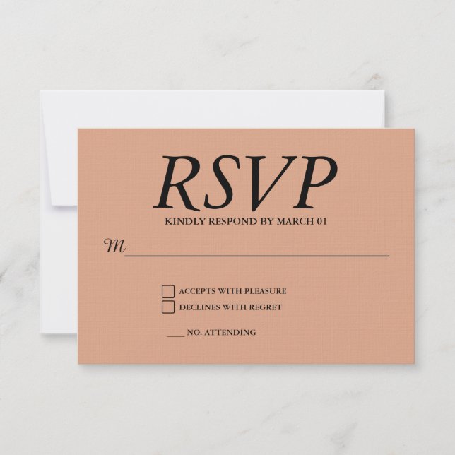 Linen Wedding RSVP Response Reply Modern (Frente)