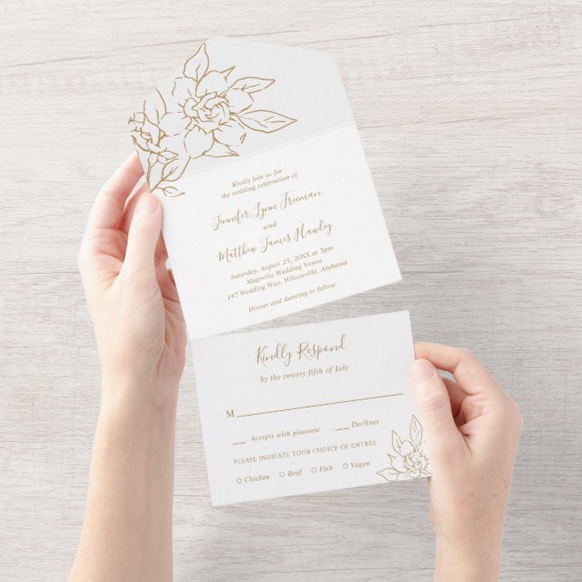 Linha Áurea Arte Floral Casamento Elegante (Aba destacável)