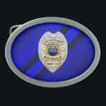 Linha Azul fina com Crachá<br><div class="desc">Esta design destina-se a honrar os corajosos homens e mulheres que protegem as nossas comunidades. Esta polícia, xerife e símbolo de polícia é um belo tributo gráfico àqueles que servem e àqueles que fizeram o sacrifício final.</div>