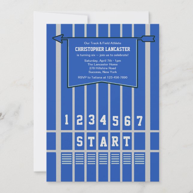 Linha convite do começo do atletismo do azul (Frente)