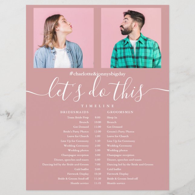 Linha Cronológica da Programação de Casamento de F (Frente)