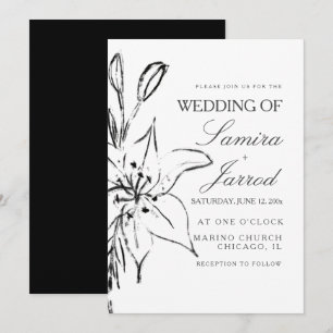 Linha de Arte em Tinta Floral de Lírio Casamento
