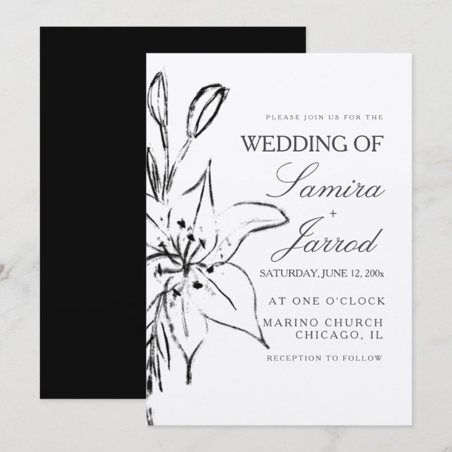Linha de Arte em Tinta Floral Lírio Casamento Kraf (Frente/Verso)