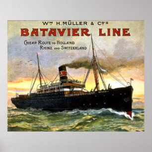 Linha de Batavier - poster das viagens vintage
