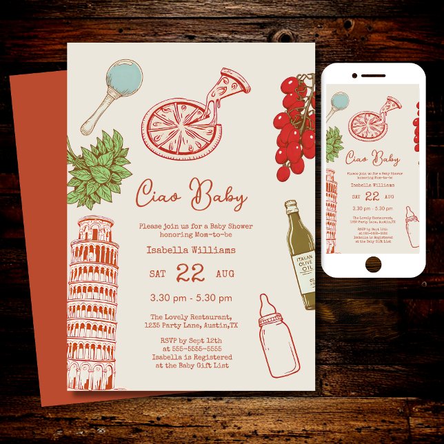 Linha de Bebê Ciao Trabalho Convite de Churrasco d (Criador carregado)