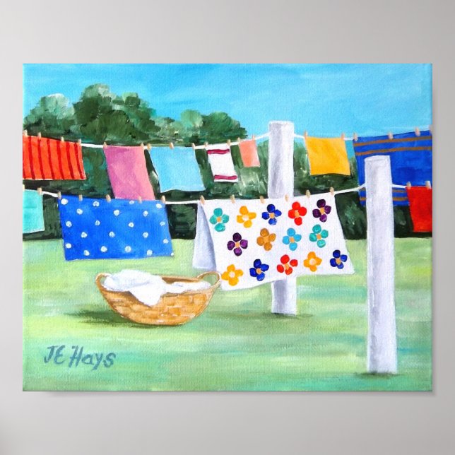 Linha de lavagem da vovó com Poster da cesta de la (Frente)