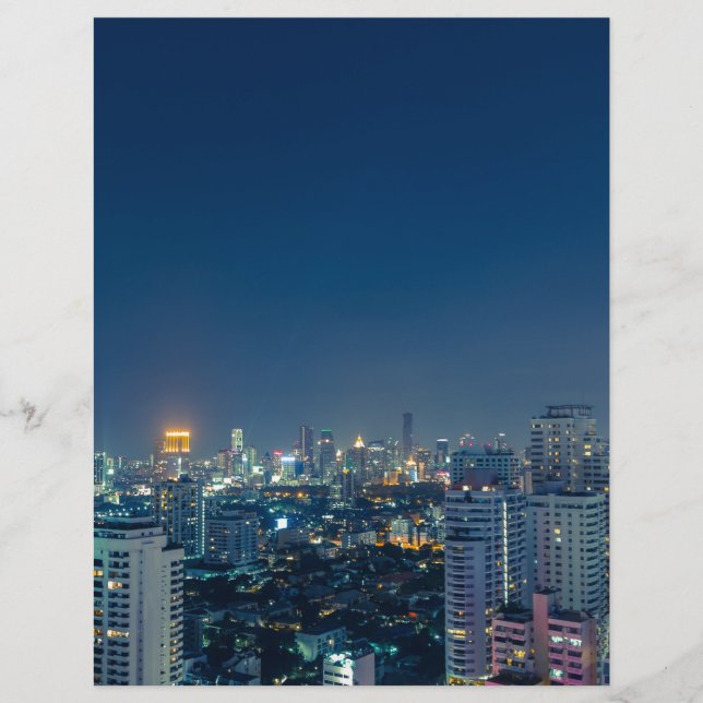 Linha do horizonte de Bangkok em panorama noturno (Frente)