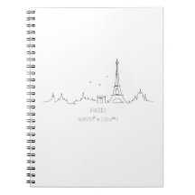 Linha do horizonte de Paris com caderno de coorden