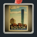 Linha do Skyline da Viagens vintage do Ornamento d<br><div class="desc">Um ornamento exclusivo de Boston Massachusetts,  com o porto em linha de horizonte centro.</div>