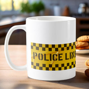 Linha policial não atravessa faixa amarela caneca 