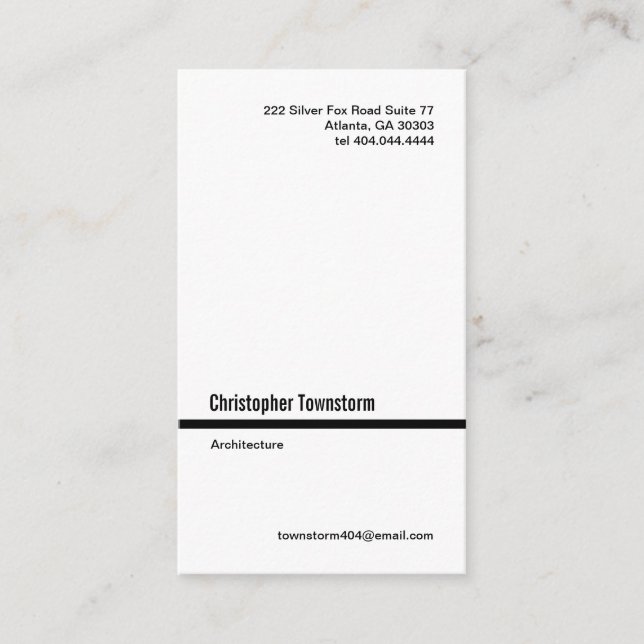 Linha preta simples cartão de visita do vertical (Frente)