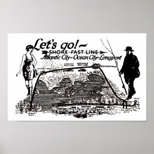 Linha rápida poster 1910 dos troles da costa