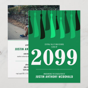 Linha Verde do Convite à Graduação de Fotos em Tas