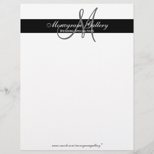 Linhagem Letterhead de Monograma Branco e Preto El (Frente)