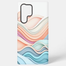 Linhas Abstratas Onduladas 3D em Pastel Suave