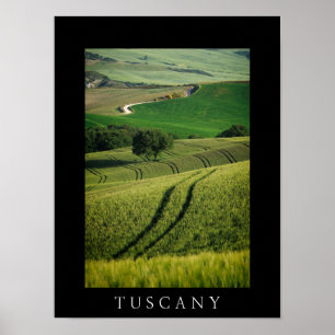 Linhas curvas em poster preto verde da Toscana