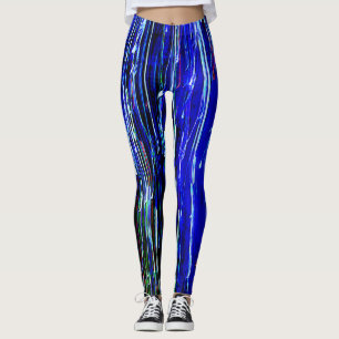 Linhas de gotejamento Leggings Abstrato Art Azul