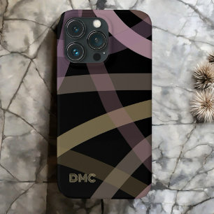 Linhas de ouro rosa preto monogramas, abstrato mín