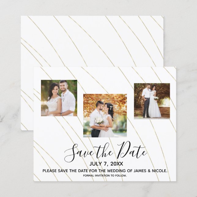 Linhas Douradas e Brancas Foto Casamento Salve a D (Frente/Verso)
