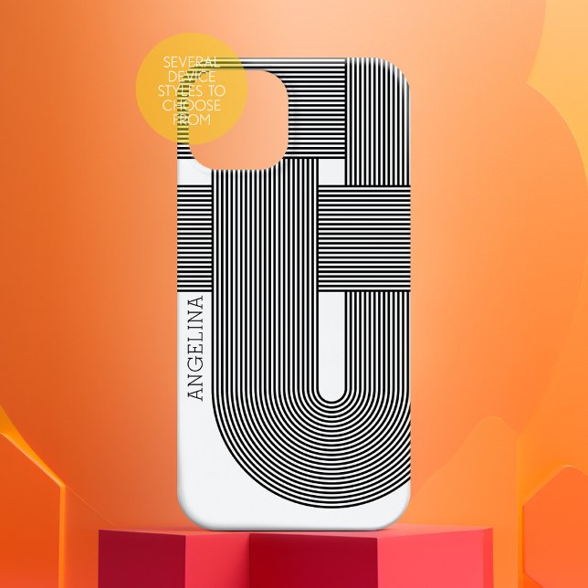 Linhas Geométricas de Zen Moderno com nome pequeno (Personalized Phone Case with Custom Text and Trendy Design)