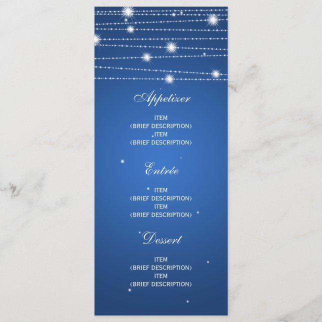 Linhas Sparkling azul do menu elegante do (Frente)