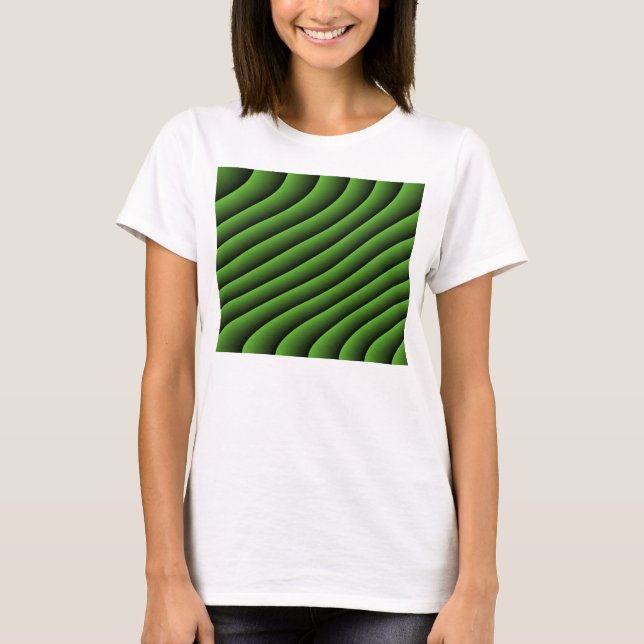 Linhas Verdes Hipopóticas Ondas Escarpas T Camisa (Frente)