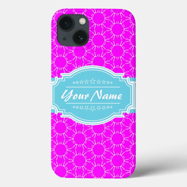 Link Floral de Aqua Rosa Quente Personalizado (Verso)