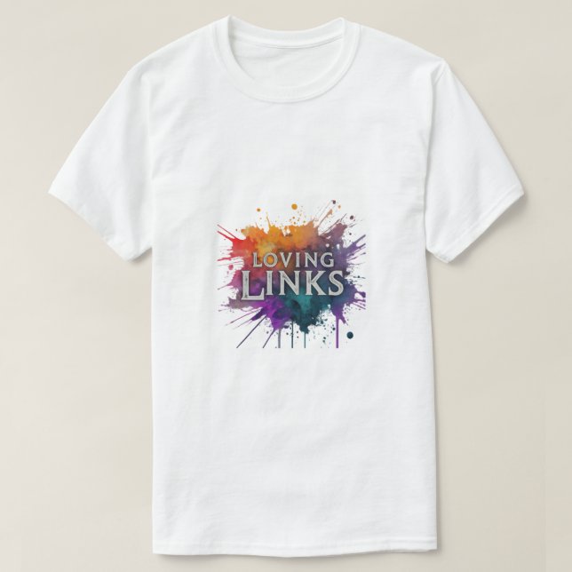 "Links amorosos" apresenta um design de camiseta e (Frente do Design)