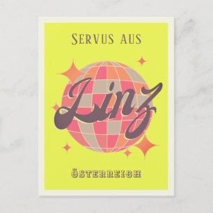 Linz Österreich Áustria neon disco Cartão postal