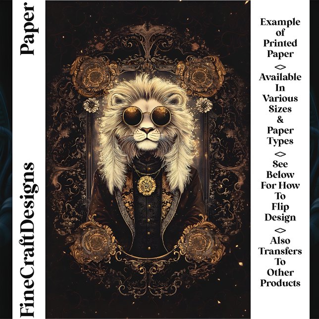 Lion Art Nouveau Filigree CM5 Scrapbook Paper (Criador carregado)